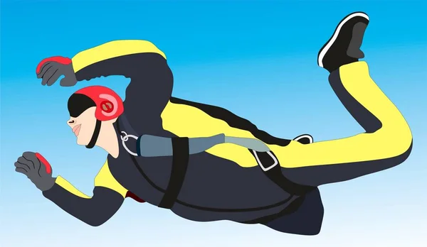 Skydiver Realizando Pára Quedismo Céu Voa Através Conceito Liberdade Aérea —  Vetores de Stock