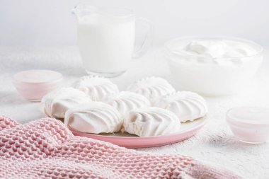 Sabah kahvaltı Marshmallow ekşi krema yoğurt süt yüksek anahtar için protein ürünleri malzemeler