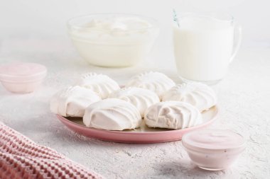 Sabah kahvaltı Marshmallow ekşi krema yoğurt süt yüksek anahtar için protein ürünleri malzemeler