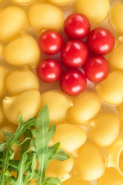 Contexte Alimentaire Macaroni Lumaconi Non Cuit Gros Plan Macro Rouge — Photo