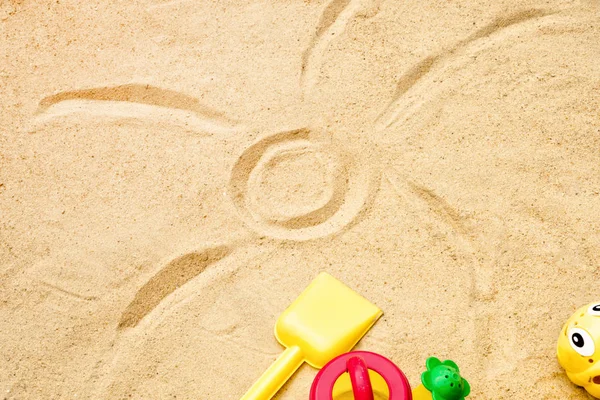 Plaj Yaz Güneş Kum Çocuklar Oyuncak Şişe Terlik Çocuk Eğlence — Stok fotoğraf