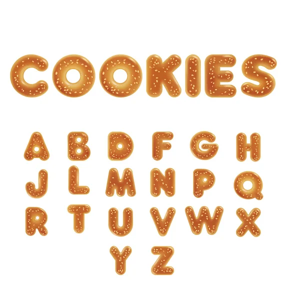 Pliki Cookie Sezamem Formie Listów Ilustracja Wektorowa — Wektor stockowy