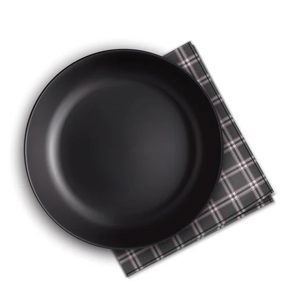 Assiette Noire Serviette Illustration Vectorielle — Image vectorielle