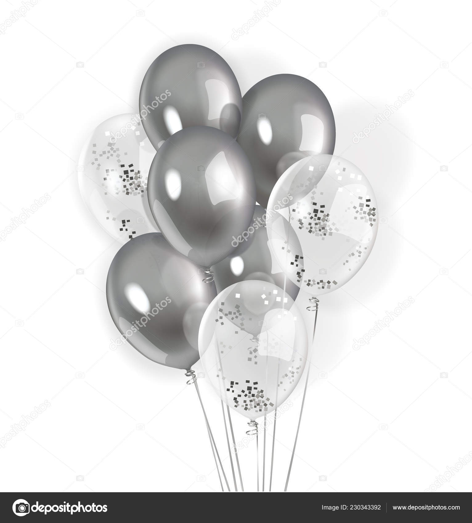 Silver Transparent Sequin Balloons Vector Illustration Stock Vector by