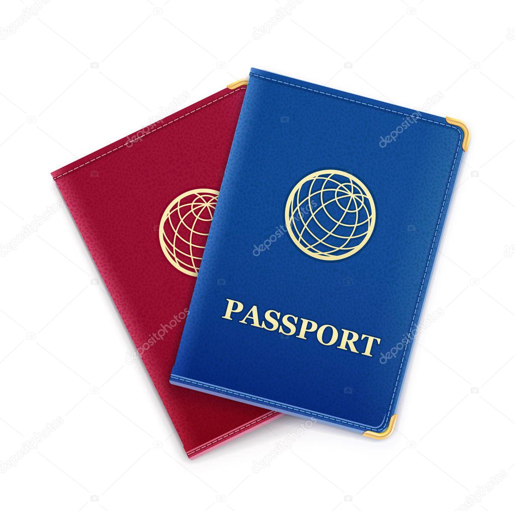 Red and blue passport.