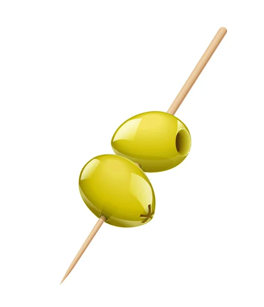 Deux olives vertes avec bâton — Image vectorielle