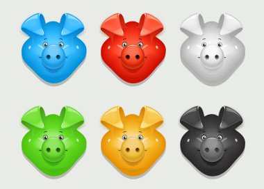 Pig. Set of icon different colour clipart