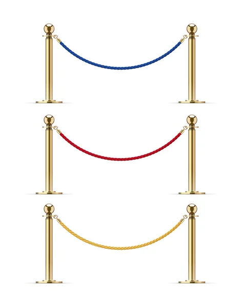 Barrière dorée avec corde pour présentation Vip — Image vectorielle