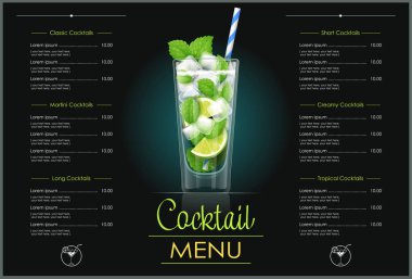Mojito glass. Cocktail menu design. clipart
