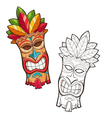Tiki kabile ahşap maske. Hawaiian geleneksel karakter