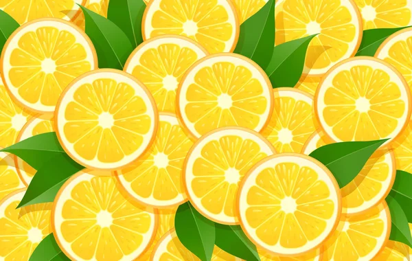 Oranje en blad. Citrus patroon. — Stockvector