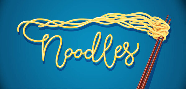 Chinese noodles at chopsticks. Fast-food meal vector