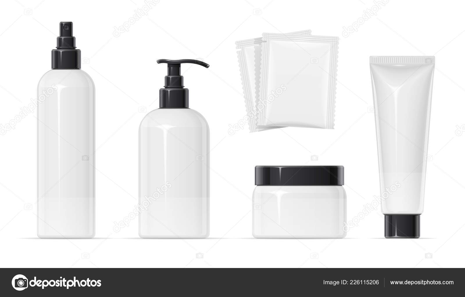 Set of Plastic container for cream spray, balm and shampoo Stock Vector