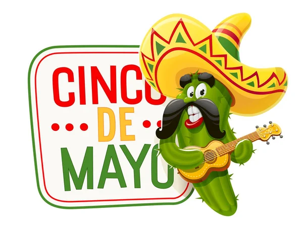 Zöld kaktusz. A karakter a Cinco de Mayo — Stock Vector
