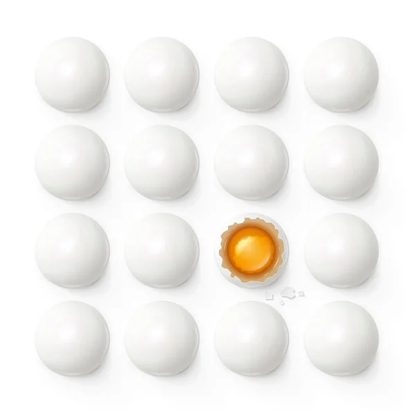 Eierset mit Eigelb und Schale — Stockvektor
