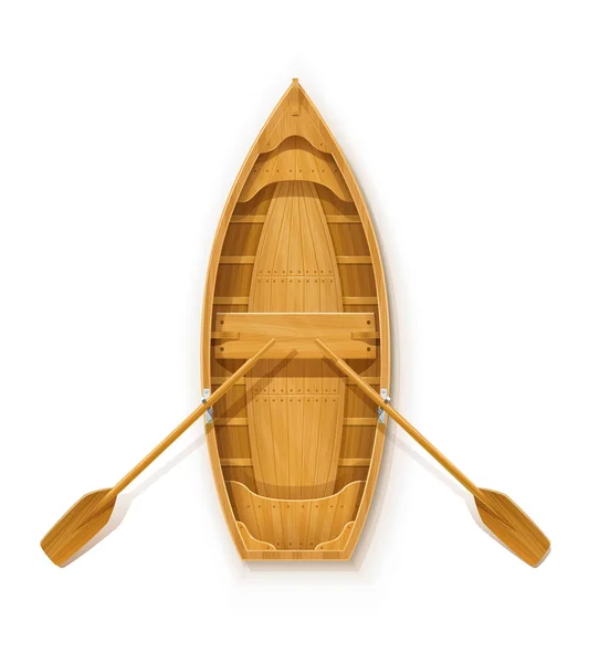 Barco de madera con paletas para la pesca . — Vector de stock