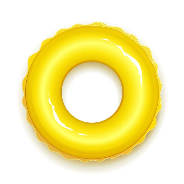 Yellow rubber ring for swiming in pool and sea — Stock Vector