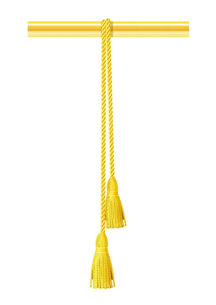 Textil tofs hänga på repet. Dekorativa borste element — Stock vektor
