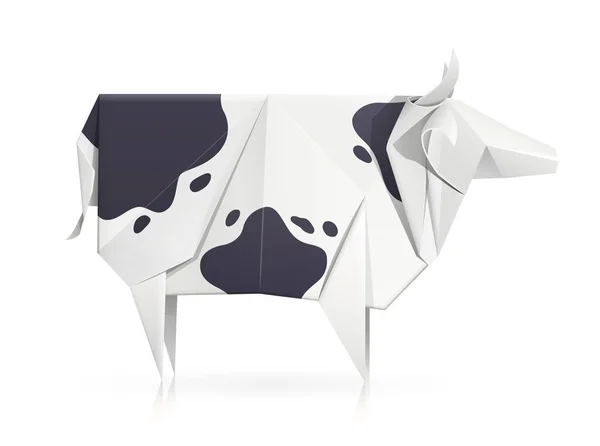 İnek. Kağıt origami oyuncak. El yapımı ürün. — Stok Vektör