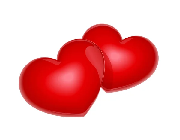 Δύο κόκκινη καρδιά. Σύμβολο για την ημέρα του Αγίου Βαλεντίνου. — Διανυσματικό Αρχείο
