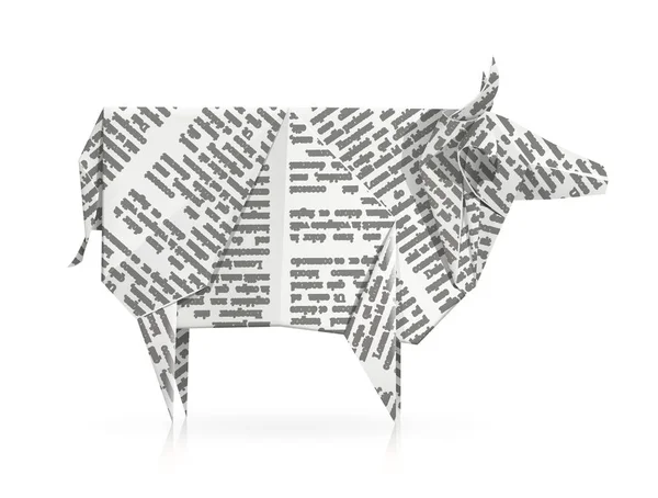 La vache. Papier origami jouet. Produit artisanal . — Image vectorielle