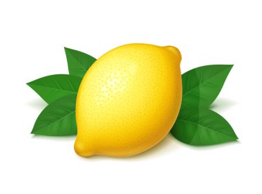 Olgun, sulu limon yeşil yaprak ile.
