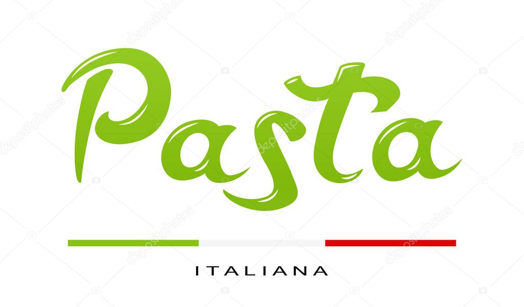 Concept for italian pasta. Spaghetti logo design. Italy traditional food. Isolated white background. Eps10 vector illustration.