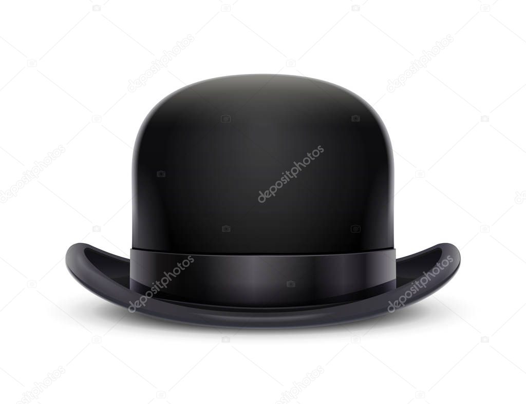 Vintage classic bowler hat. Vector illustration.