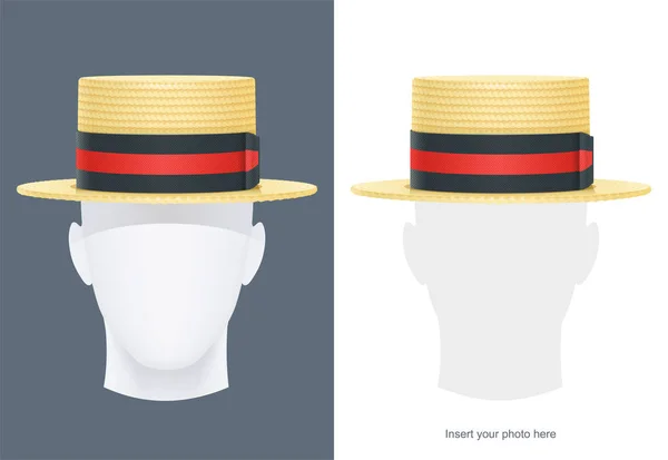 Vintage clásico sombrero de paja del navegante. Ilustración vectorial . — Vector de stock