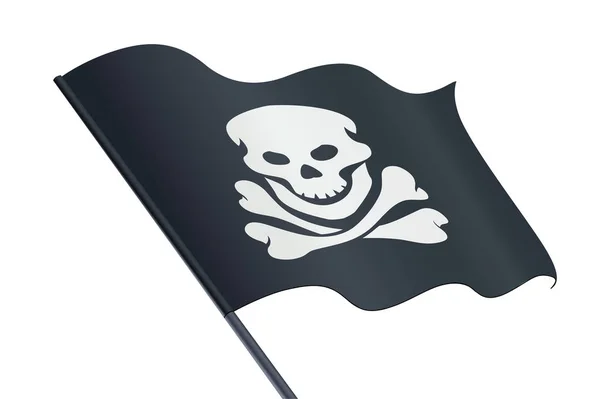 Bandera Negra con Calavera y Hueso. Jolly Roger. Símbolo pirata . — Archivo Imágenes Vectoriales