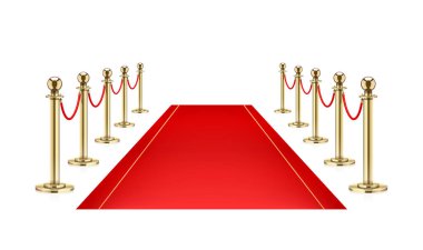 Halat boyu VIP sunu için kırmızı halı ve Golden bariyer.