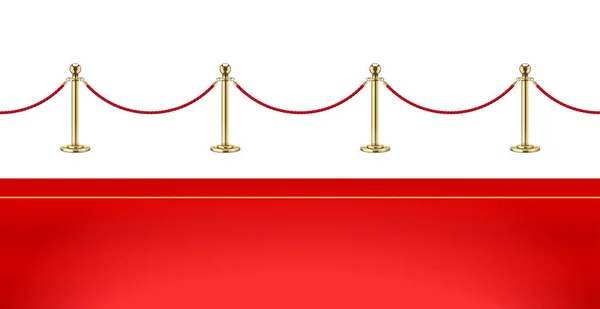 Tapis rouge et barrière dorée avec corde pour présentation Vip . — Image vectorielle