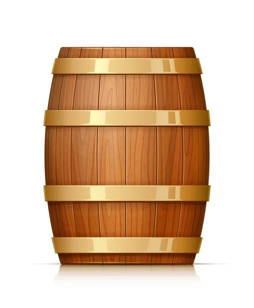 Barril de madeira. Embarcação para guardar vinho, cerveja e bebidas . — Vetor de Stock