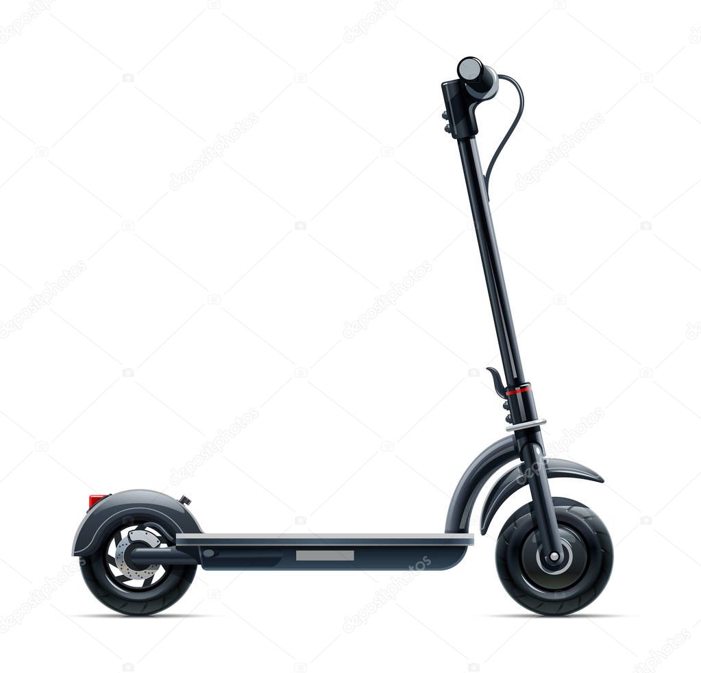 Black scooter. Urban transport.