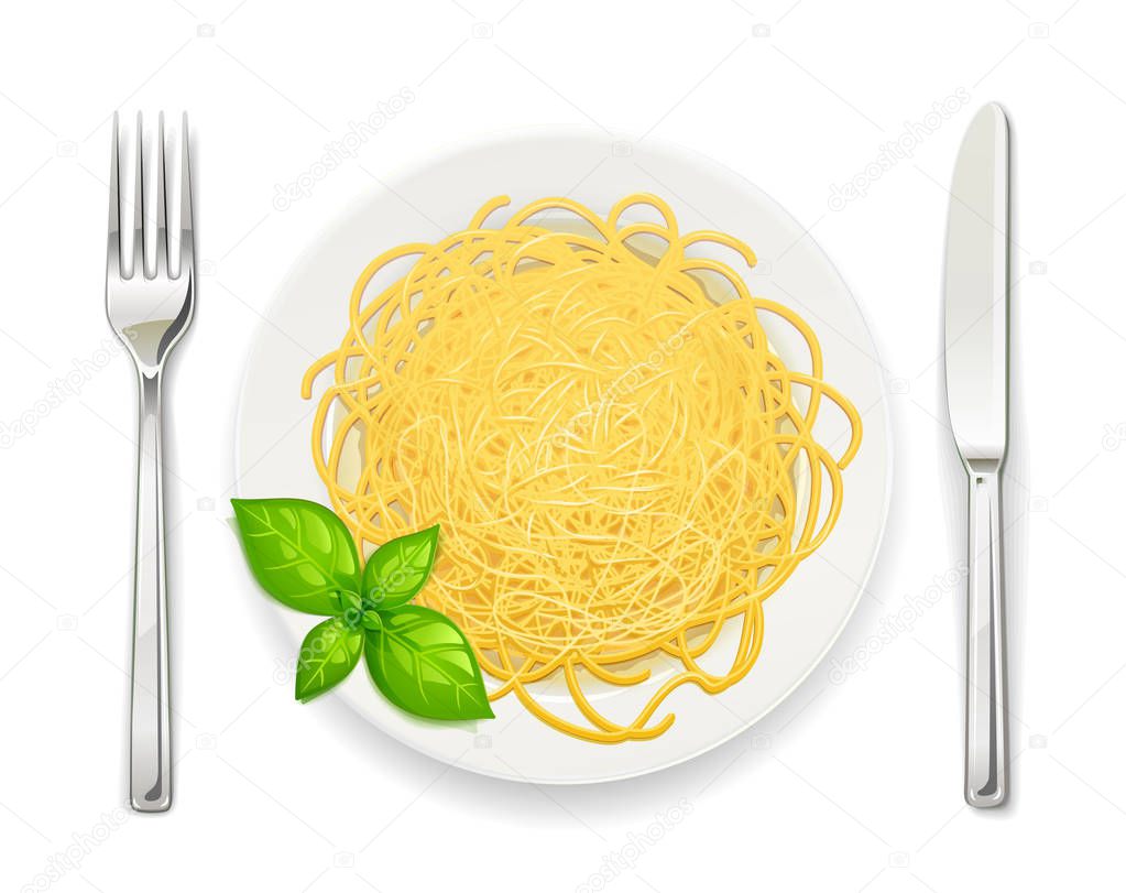 Spaghetti at plate. Pasta . Noodles
