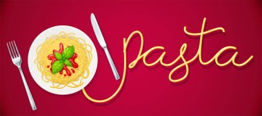 Tabakta spagetti. Ketçaplı makarna. Erişte