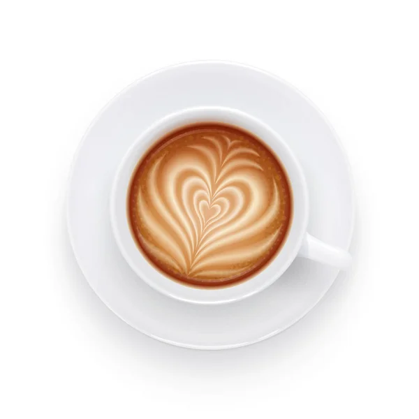 Cappuccino kop en bord. Aromatische drank als ontbijt. — Stockvector