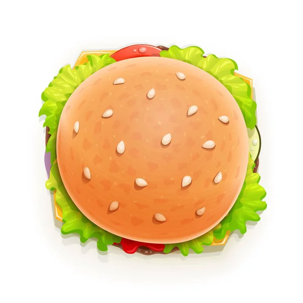 Hamburguesa. Comida rápida. Vista superior . — Vector de stock