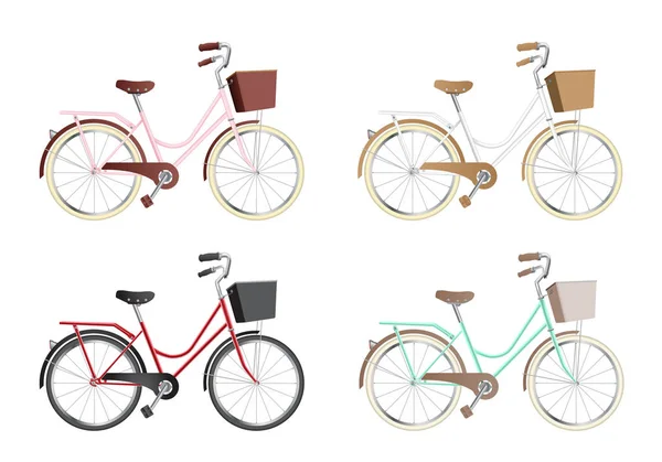 Bicicletas Vintage Bicicletas Ciudad Sobre Fondo Blanco Ilustración Vectorial — Vector de stock