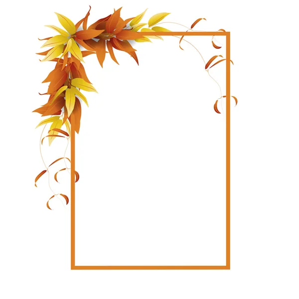 Textrahmen Mit Herbstblättern Und Weinreben Verziert Vektorillustration — Stockvektor
