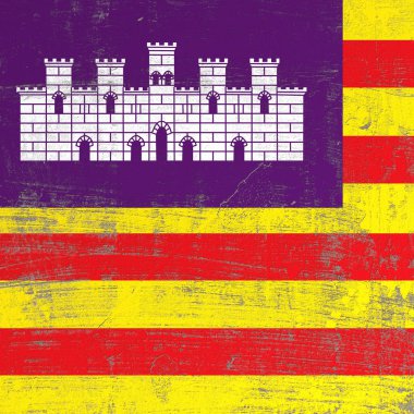 Balear Adaları İspanyol topluluk bayrağının tırmalamak yüzey 3B oluşturma