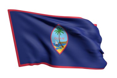 Guam bayrak beyaz arka plan üzerinde sallayarak 3D render
