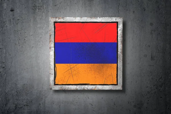Renderização Uma Antiga Bandeira Armênia Uma Parede Concreto — Fotografia de Stock
