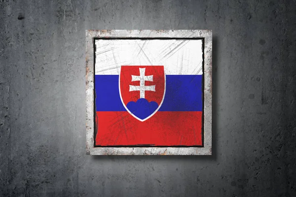 Τρισδιάστατη Απεικόνιση Του Μια Παλιά Σημαία Της Σλοβακίας Ένα Τσιμεντένιο — Φωτογραφία Αρχείου