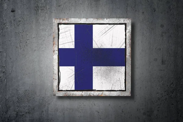 Rendering Gamla Finland Flagga Betongvägg — Stockfoto