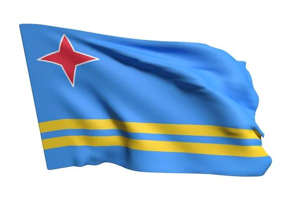 Renderização Bandeira Aruba Acenando Fundo Branco — Fotografia de Stock