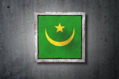 Beton bir duvarı eski bir Moritanya bayrağı 3D render