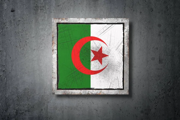 Weergave Van Een Oude Vlag Van Algerije Een Betonnen Muur — Stockfoto
