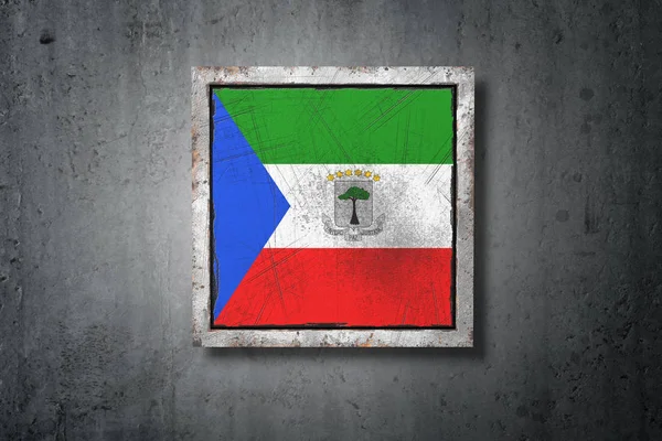 Darstellung Einer Alten Äquatorialguinea Flagge Einer Betonmauer — Stockfoto