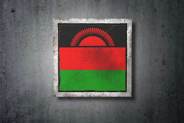 Representación Una Vieja Bandera Malawi Muro Hormigón — Foto de Stock